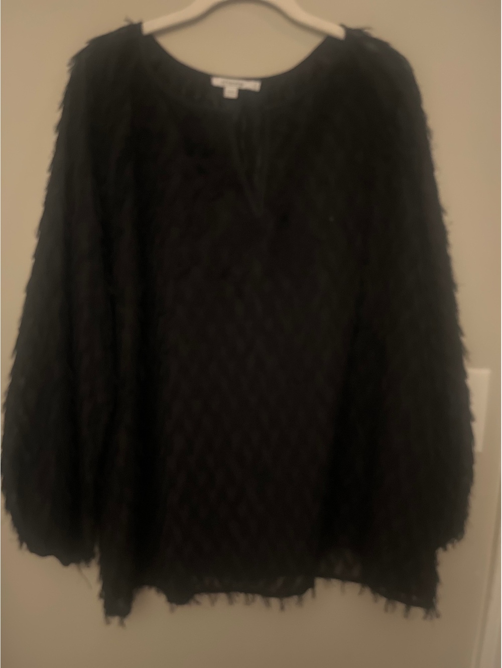 Chico's Black Textured Long Sleeve Blouse Size 3 (US 16)
